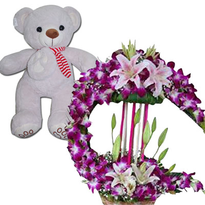 "Teddy Bear Cream BST-9108, Flower Arrangement - Click here to View more details about this Product